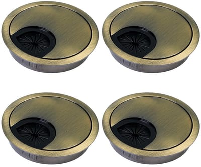 Dailygoods- Kabeldoorvoer 60mm - Ronde Kabelgatafdekking - 4 Stuks - Robuust Metaal - Rubber Doorlaten - Eenvoudige Montage - Kabelgat