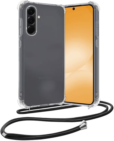Hoes - Geschikt voor Samsung Galaxy A56 - Met Koord - Shock Proof - Siliconen Case - Back Cover - Telefoonkoord - Telefoon Hoesje Shockproof - Telefoonketting - Transparant