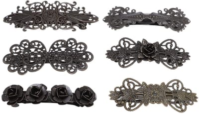 SnelShoppen - Vintage Stijl Bronzen Bloemen Haarspelden 6PCS Set Lichtgewicht Franse Haaraccessoires voor Bruiloften en Feestjes