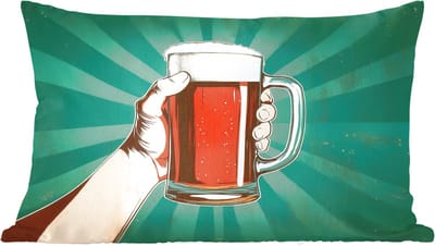 Sierkussens - Kussentjes Woonkamer - 60x40 cm - Bierglas - Schuim - Retro - Groen