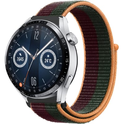 Strap-it Nylon smartwatch bandje - geschikt voor Huawei Watch GT / GT 2 / GT 3 / GT 3 Pro 46mm / GT 4 46mm / GT 5 (Pro) (46mm) / GT 4 46mm / GT 5 (Pro) (46mm) / GT 2 Pro / GT Runner / Watch 3 - Pro / Watch 4 (Pro) / Watch Ultimate - Dark cherry