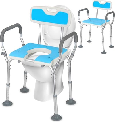 Verstelbare 3-in-1 Douchestoel en Toiletzit in hoogte voor Senioren