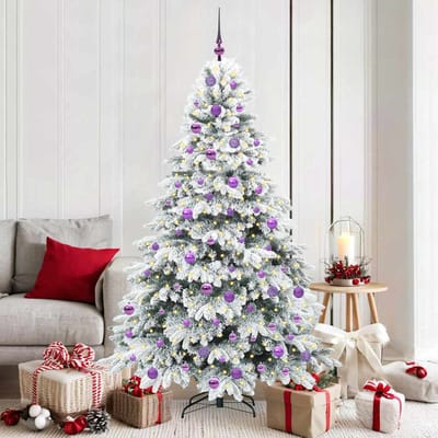 vidaXL - Kunstkerstboom - met - 300 - LED - met - standaard - Wit - 180 - cm - PE - en - PVC
