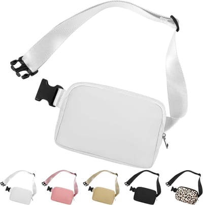 Verstelbare Heuptas voor Mannen en Vrouwen - Fanny Pack en Sling Bag voor Hiking, Reizen en Sportactiviteiten, Wit, Klassiek