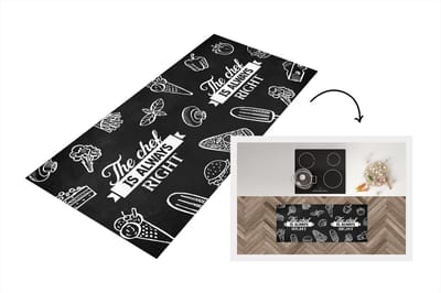 Keukenloper - Loper keuken - Quote - The chef is always right - Eten - Chef - Koken - 120x50 cm - Keukenloper vinyl