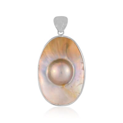 Cavill - Zilveren Hanger met Mabe Parel 45x30 mm - 925 Sterling Zilver - Bezel Zetting - Ovaal - Elegante Dames Sieraden - Indonesisch Vakmanschap