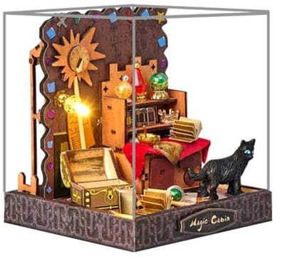 Poppenhuis Miniatuurwinkel met Stofkap en Houten Meubels