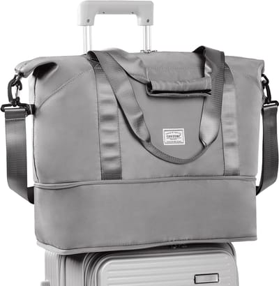 TAN.TOMI Reistas - Weekendtas - Duffel Bag - 42x23x40 cm - Sporttasche - Travel Bag - Dames Heren - Handbagage Tas - Opvouwbare Waterdichte Duffeltas - 38 L - Donkergrijs