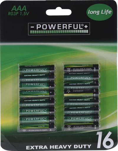 Powerful AAA batterijen 16 stuks groen