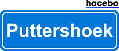 Hacebo - Plaatsnaam Sticker - 29x10 CM - Puttershoek sticker - Verkeersborden sticker - grappige cadeaus - Puttershoek