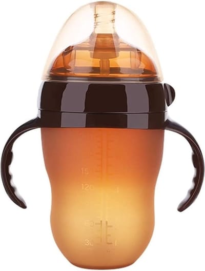 Siliconen Babyfles met Handvaten – Zuigfles & Voedingsfles – 240ml – Lekvrij & Antislip – BPA-vrij – Drinkbeker voor Baby’s - Bruin