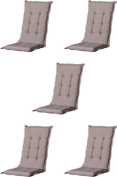 Madison - Tuinkussen - Universeel - Lage Rug - 5 st. - Basic Taupe - 105x50cm - Taupe - Tuinstoelkussens - Standenstoel
