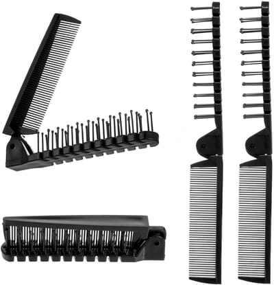 Dailygoods - opvouwbare kam - compacte haarborstel - antistatisch - zwart - reisborstel - multifunctioneel - geschikt voor mannen en vrouwen