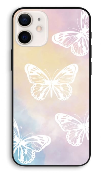 Case Company® - Hoesje geschikt voor iPhone 12 hoesje - White butterfly - Biologisch Afbreekbaar Telefoonhoesje - Bescherming alle Kanten en Schermrand