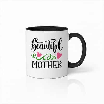 Beautiful Mother Tweekleurige Mok Zwart/Wit - Uniek Moederdag Cadeau - Stijlvolle Koffiebeker voor Mama