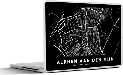 Laptop sticker - 13.3 inch - Kaart - Alphen aan den Rijn - Zwart - 31x22,5cm - Laptopstickers - Laptop skin - Cover