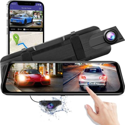 AZDome AR09 QuadHD 2CH Full Mirror Wifi Touch dashcam voor auto