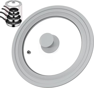 Universeel Deksel - Pan Deksel - Koken - Gehard Glas - 7-10 Inch - Grijs