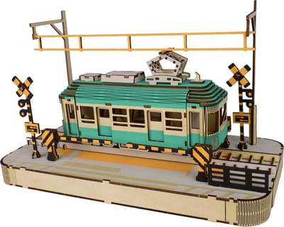 Bouwpakket DIY Tram gekleurd- hout