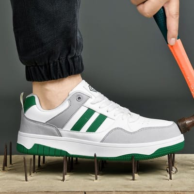 Veiligheidswerkschoenen Stalen Neus Laarzen Heren Anti-Perforatie Beschermende Werkschoenen Onverwoestbare Veiligheids Wandelsneakers Lichtgewicht Schoenen 42 groen