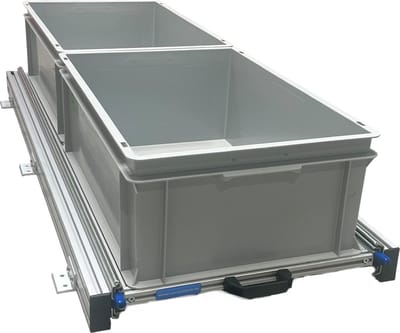 Aluminium schuifframe voor camper 120x40 cm inclusief 2 open bakken