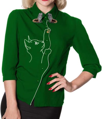 Dancing Days - Snow Bird Blouse - XS - Groen