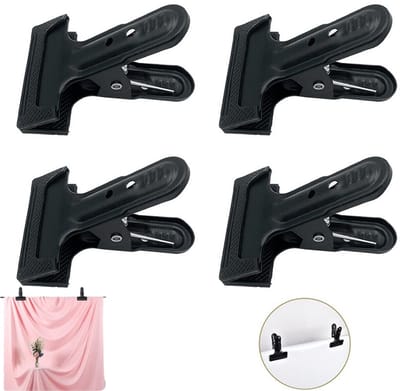 4 Stevige en duurzame grote metalen clips - Sterke achtergrondclips voor fotografie, kleding en papier - 11 cm - Zwart