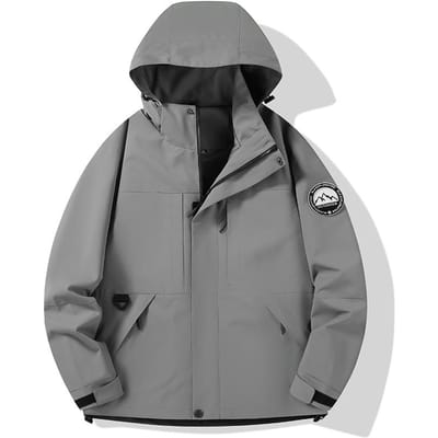 Automne et Hiver Nouveaux Vêtements de Montagne de Sport d'Extérieur de Couple Même Style Veste Coupe-vent à Capuche Coque Dure 3XL gray