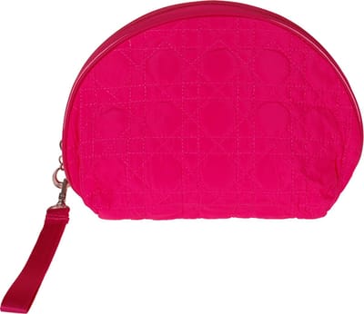 Toilettasje - Fuchsia Halfrond - Padded Gevoerd - Rits Afsluitbaar - Clip & Lus - 24x15x9cm