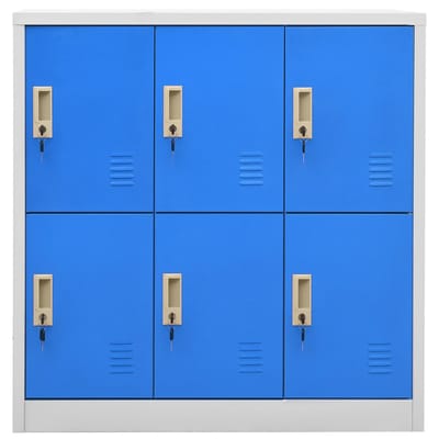 vidaXL - Lockerkasten - 2 - st - 90x45x92,5 - cm - staal - lichtgrijs - en - blauw