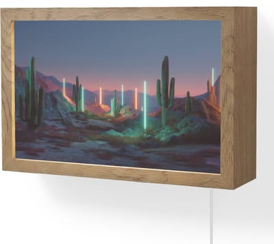 Wandlamp 30x20 cm - Oplaadbaar - Cactus - Lichtzuilen - Zonsondergang - Wandlampen binnen woonkamer - Slaapkamer lamp met kabel - Decoratieve nachtlamp - Vloerlamp snoer