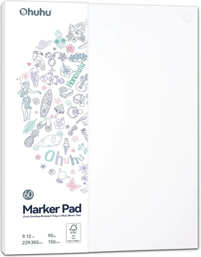 Ohuhu - Bleedproof dubbelzijdig Alcohol Marker papier pad - lijm gebonden - 22.9 x 30.5 cm - 60 vellen
