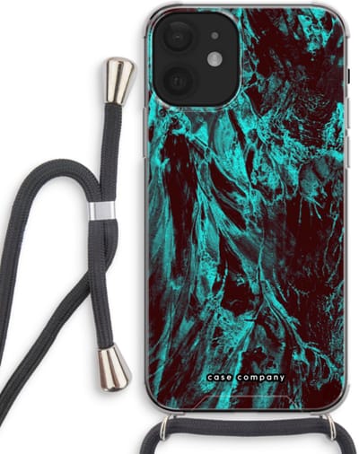 Case Company® - Hoesje met koord geschikt voor iPhone 12 mini hoesje met Koord - Ice Age - Telefoonhoesje met Zwart Koord - Bescherming aan alle Kanten en Over de Schermrand