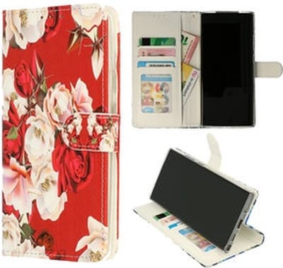 Cityhoesje - Bookcase iPhone 12 Pro Max - incl. Pasjeshouder wit-roze Roses