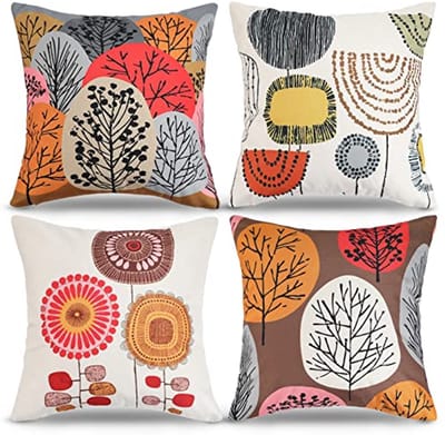 Decoratieve Kussenhoezen met Bloemenpatroon - 45x45 cm - Herfst Kussens voor Woonkamer, Slaapkamer, Kantoor en Auto - Abstracte Design