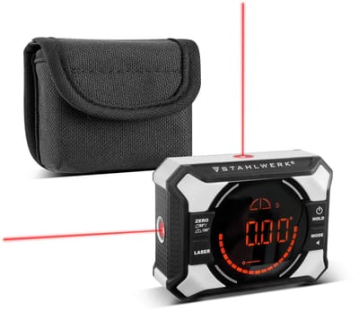 STAHLWERK Digitale Laser Aftrekker DAG-360 ST | Digitale gradenboog en waterpas met kruislijnlaser | Waterpasdoos | Waterpasindicator | Magnetische bevestiging | Li-Ion batterij | USB-C oplaadpoort