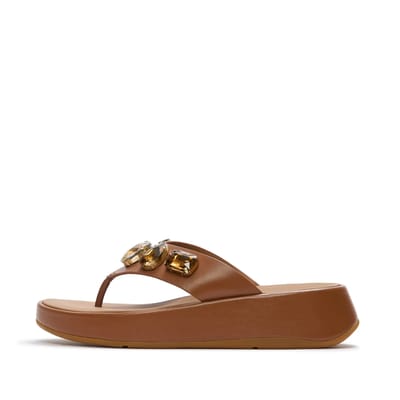 FitFlop FitFlop F-Mode Ultra-Jewel Leather Toe-Post Sandals BRUIN - Maat 36