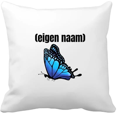 Akyol - blauwe vlinder met eigen naam Kussen hoes - Vlinder - dieren liefhebber - iemand die houdt van vlinders - verjaardag - cadeau - kado - geschenk - 40 bij 40 cm