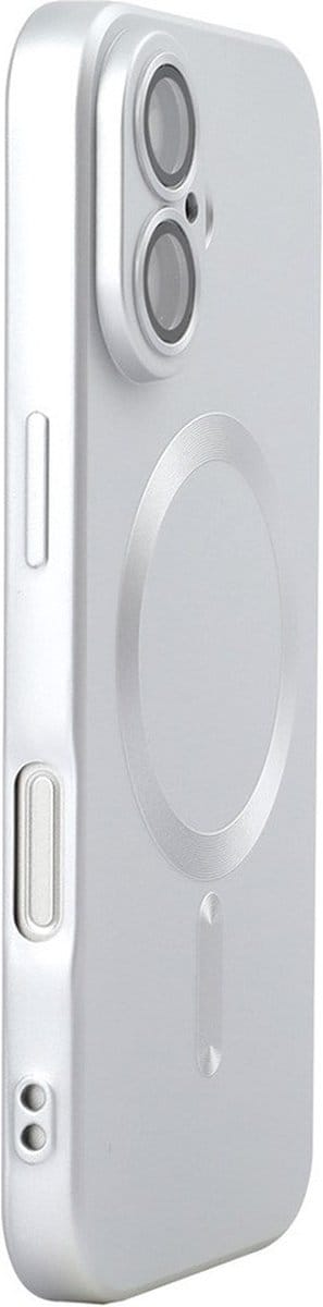 ENKAY Hoesje - Geschikt voor iPhone 16 Hoesje - ENKAY Colour TPU Back Cover met Camera Lens Protector - MagSafe Compatible - Zilver