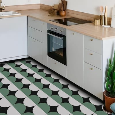 Allecto - Zelfklevende Vinyl Vloertegels - 20 Stuks - Geschikt voor Keuken, Woonkamer en Badkamer - Groen en Zwart - Makkelijk te installeren - Vlo..