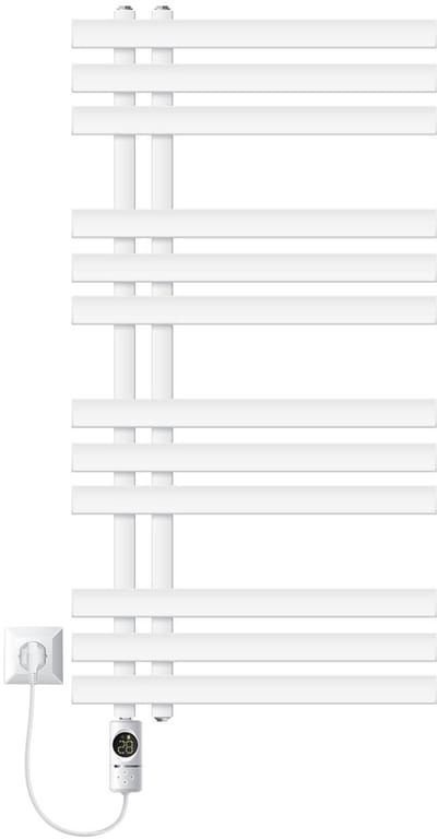 Badkamer radiator middenaansluiting 500x1000 mm wit met 300W LuxeBath verwarmingselement