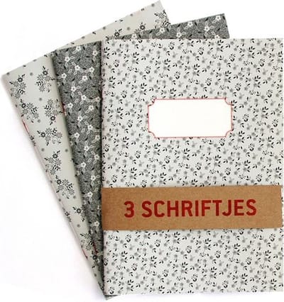 Schriften Bloemen Grijstinten - 3 stuks A5 Gelijnd