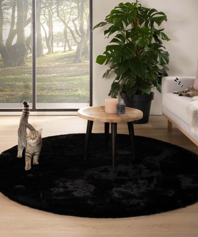 Rond hoogpolig vloerkleed - Comfy plus zwart 100