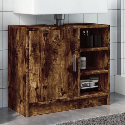 Wastafelonderkast - Badkamermeubel - Badkamer Organisatie - Vochtbestendig Materiaal - 63 x 55 cm - Rookeiken