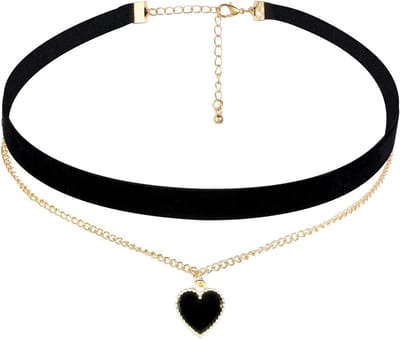 Premium - Choker in zwart fluweel met rood hart - verstelbare halsketting in klassiek gothic design - voor dames en meisjes - jaren 90 stijl en decoratie