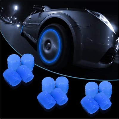 Lichtgevende ventieldoppen voor auto, 12 stuks fluorescerende glow in the dark luchtkappen, verlichte corrosiebestendige bandenspanningsdoppen, universeel voor auto, vrachtwagen, SUV, motorfietsen,