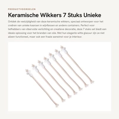 Kaarslont 7 Stuks - Keramische Lonthouders - Hittebestendig - Katoenen Lont - Olielamp - Unieke Kaarslamp