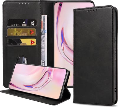 Smartphonica Telefoonhoesje geschikt voor Xiaomi Mi 10 Pro kunstleren Hoesje met Magnetische sluiting en Pasjeshouders Book Case met Klepje - Zwart geschikt voor Xiaomi Mi 10 Pro