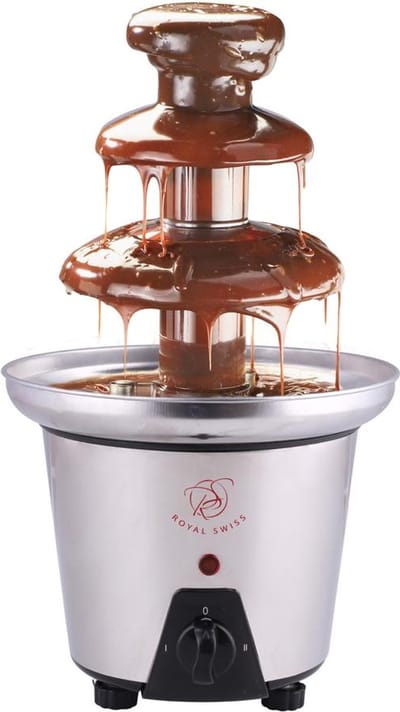 Royal Swiss® Chocoladefontein 3 Laags – RVS Chocolade Fountain – Elektrische Chocoladesmelter 90W – Warmhoudfunctie – Feest/Fondue/Dessert Machine