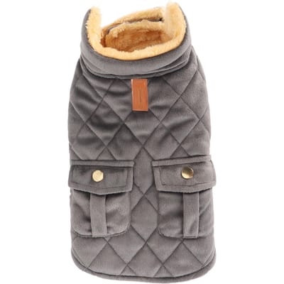 Warme Hondenjas Mode Winddicht Gezellig Verdikt Comfortabel Honden Winterjas met Zak voor M gray